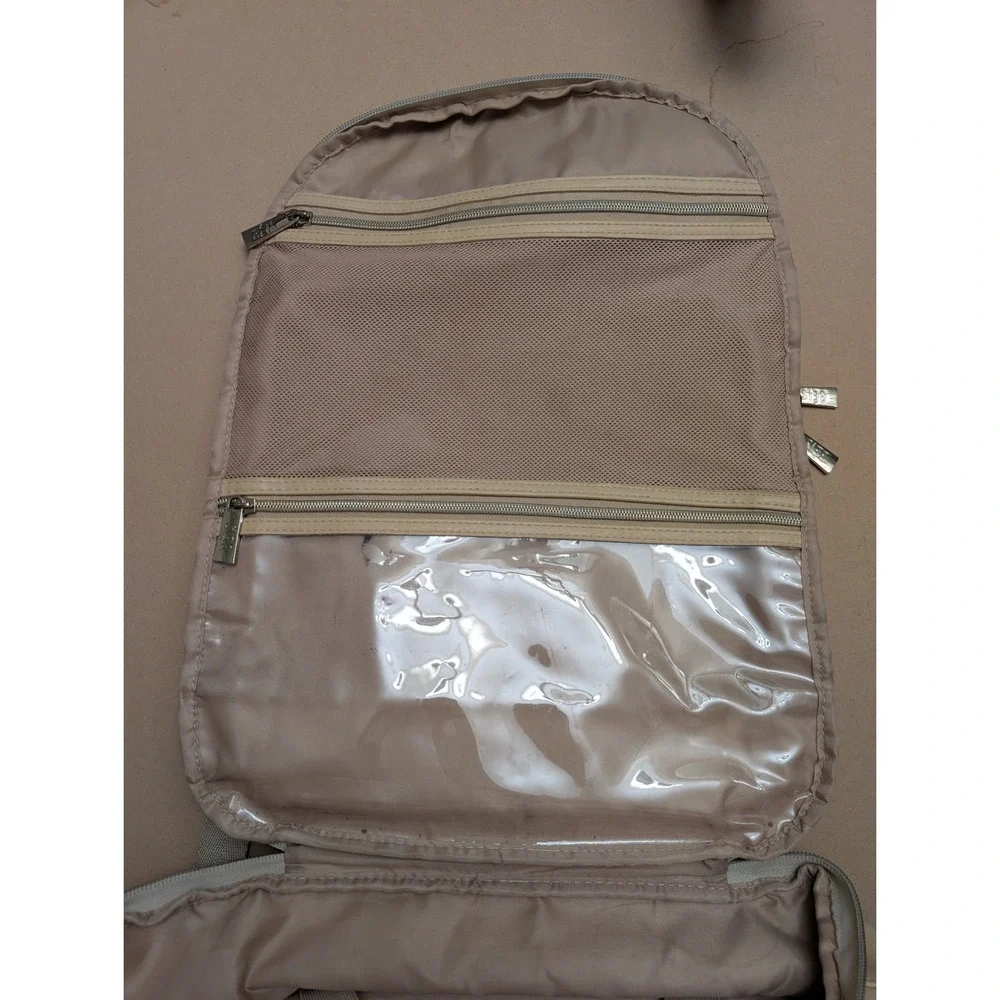 READ* BEIS The Travel Backpack Beige Canvas Commuter Bag Carry On FLAWED*